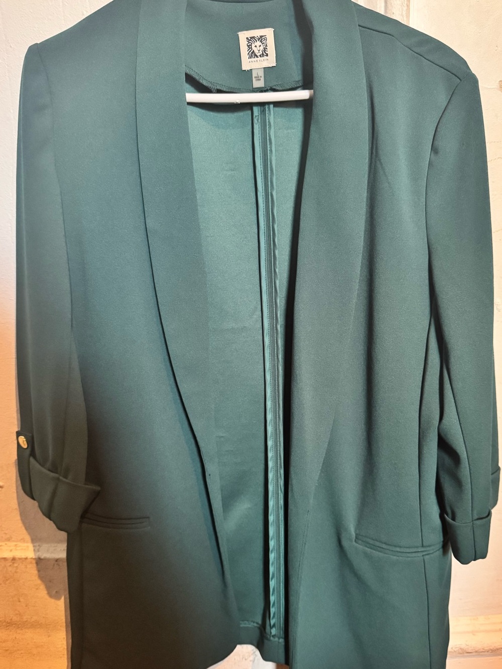 Anne Klein Teal Open-Front Blazer Jacket